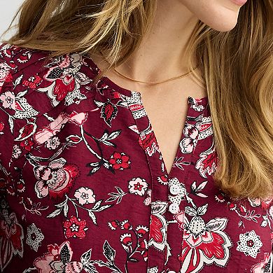 Women's Croft & Barrow Long Sleeve Y-Neck Tee