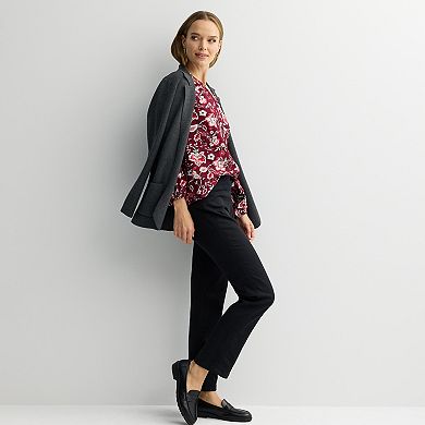 Women's Croft & Barrow Long Sleeve Y-Neck Tee