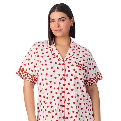 Plus Size Beauty Sleep Social 2-Piece Notch Pajama Top & Pajama Shorts Set