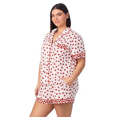 Plus Size Beauty Sleep Social 2-Piece Notch Pajama Top & Pajama Shorts Set
