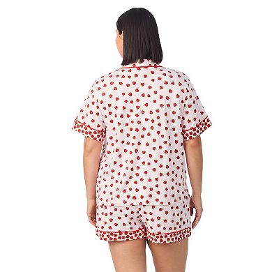 Plus Size Beauty Sleep Social 2-Piece Notch Pajama Top & Pajama Shorts Set