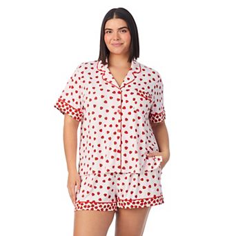 Plus Size Beauty Sleep Social 2 pc Notch Pajama Top & Pajama Shorts Set
