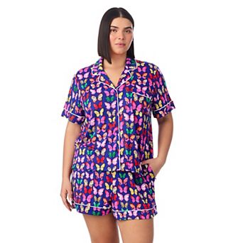 Plus Size Beauty Sleep Social 2 pc Notch Pajama Top & Pajama Shorts Set