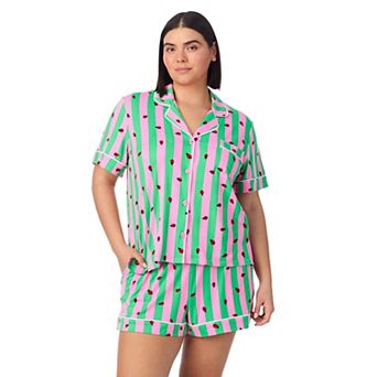 Plus Size Beauty Sleep Social 2 pc Notch Pajama Top & Pajama Shorts Set