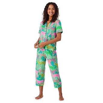 Women's Beauty Sleep Social 2 pc Notch Pajama Top & Pajama Capri Pants Set