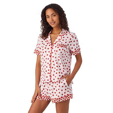 Women's Beauty Sleep Social 2-Piece Notch Pajama Top & Pajama Shorts Set