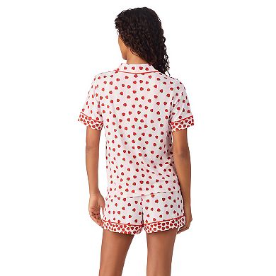 Women's Beauty Sleep Social 2-Piece Notch Pajama Top & Pajama Shorts Set