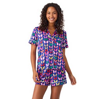 Women's Beauty Sleep Social 2 pc Notch Pajama Top & Pajama Shorts Set