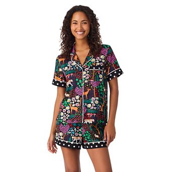 Women's Beauty Sleep Social 2 pc Notch Pajama Top & Pajama Shorts Set