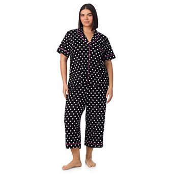 Plus Size Beauty Sleep Social 2 pc Notch Pajama Top & Pajama Capri Pants Set