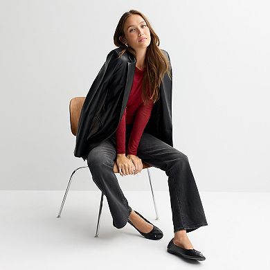 Juniors' madden girl Front Ruch Long Sleeve Bell Sleeve Lettuce Edge Top