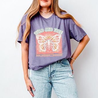 Wild And Free Butterfly - Womens Short Sleeve Tee