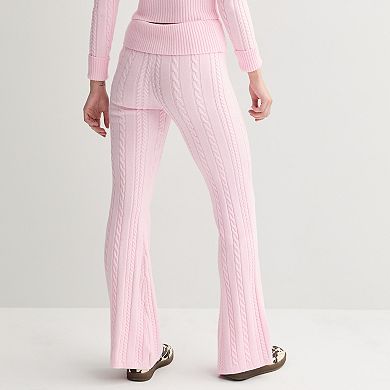 Juniors' Harper & Ivy Fold Over Cable Soft Pants