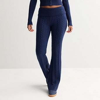 Juniors' Harper & Ivy Fold Over Cable Soft Pants