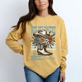 Simply Sage Market Wildflowers Cowgirl Dreams Garment Dyed Long Sleeve