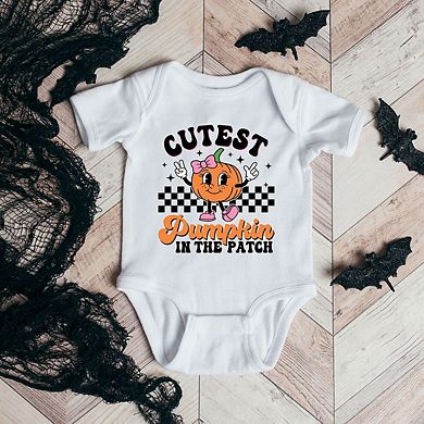 Cutest Pumpkin Checkered Baby Bodysuit
