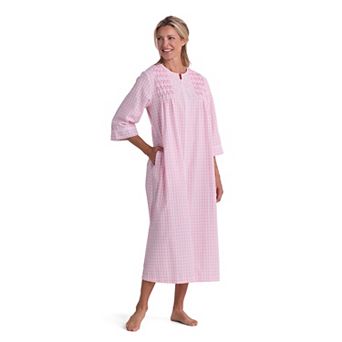 Petite Miss Elaine Essentials Seersucker Long Zip Robe