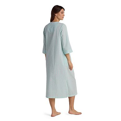Women's Miss Elaine Essentials Seersucker Long Zip Robe