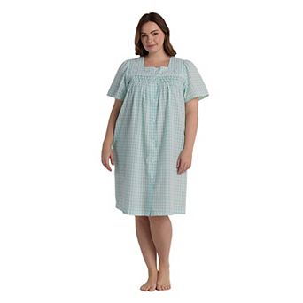 Plus Size Miss Elaine Essentials Seersucker Short Snap Robe
