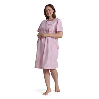 Plus Size Miss Elaine Essentials Seersucker Short Snap Robe