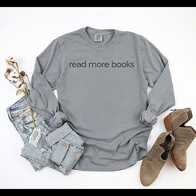 Simply Sage Market Embroidered Read More Books Garment Dyed Long Sleeve