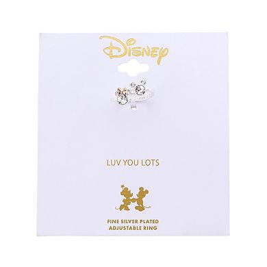 Disney's Mickey & Minnie Mouse 14k Rose Gold & Fine Silver Over Brass Crystal Adjustable Ring
