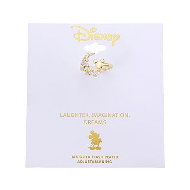 Disney's Mickey Mouse Gold-Plated Cubic Zirconia Moon Adjustable Ring