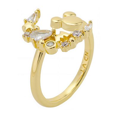 Disney's Mickey Mouse Gold-Plated Cubic Zirconia Moon Adjustable Ring