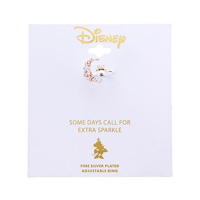 Disney's Minnie Mouse 14k Rose Gold & Fine Silver Over Brass Cubic Zirconia Moon Adjustable Ring