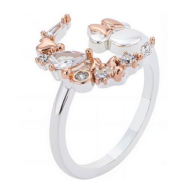 Disney's Minnie Mouse 14k Rose Gold & Fine Silver Over Brass Cubic Zirconia Moon Adjustable Ring