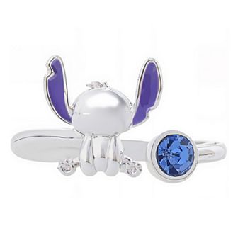Disney's Lilo & Stitch Fine Silver Over Brass Crystal Adjustable Ring