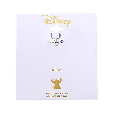 Disney's Lilo & Stitch Fine Silver Over Brass Crystal Adjustable Ring