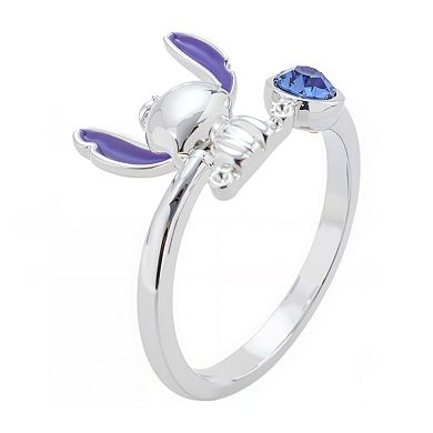 Disney's Lilo & Stitch Fine Silver Over Brass Crystal Adjustable Ring
