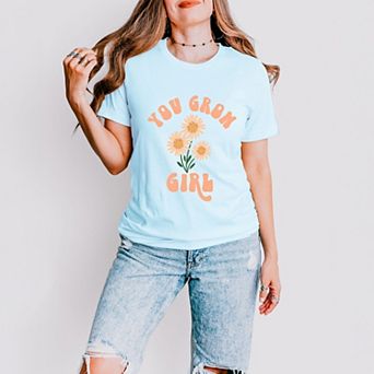 You Grow Girl Colorful Flowers - Women's Short Sleeve Graphic T-Shirt