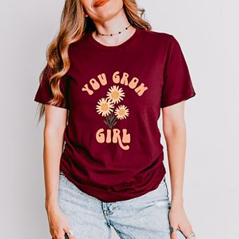 You Grow Girl Colorful Flowers - Women's Short Sleeve Graphic T-Shirt