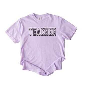 Simply Sage Market Embroidered Teacher Outline Garment Dyed Tee