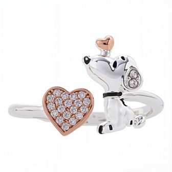Peanuts Snoopy & Cubic Zirconia Heart Ring