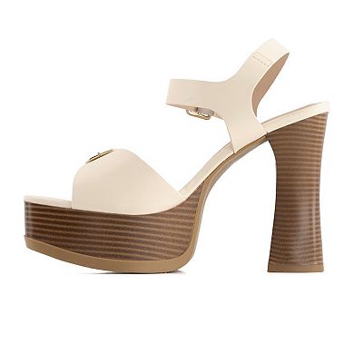 Andrea Women's Heeled Platform Ankle Strap Sandals 64761