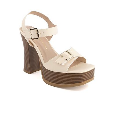 Andrea Women's Heeled Platform Ankle Strap Sandals 64761