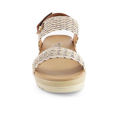 Andrea Women's Flat Sandals With Hook and Loop Sling and serrated sole 65549