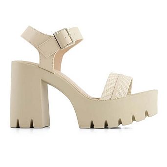 Andrea Women's Ankle Strap Serrated Sole Heeled Sandals 65028