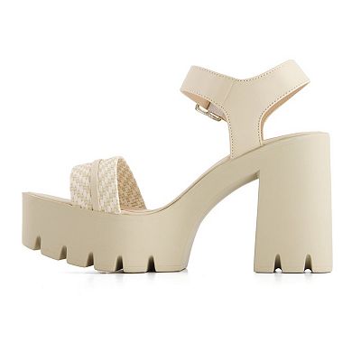 Andrea Women's Ankle Strap Serrated Sole Heeled Sandals 65028