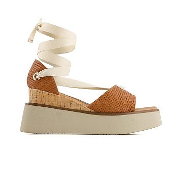 Andrea Women's Ribbon Lace Platform Wedge Sandals 65508