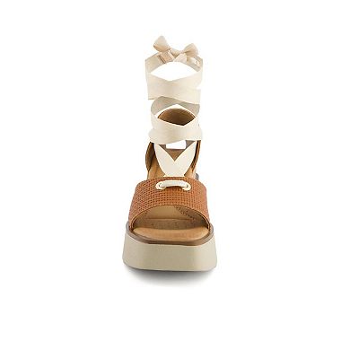 Andrea Women's Ribbon Lace Platform Wedge Sandals 65508