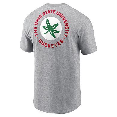Men's Nike Heather Gray Ohio State Buckeyes Campus 2-Hit T-Shirt