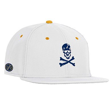 Men's Under Armour White Navy Midshipmen Jolly Rogers Alternate Baseball Fitted Hat