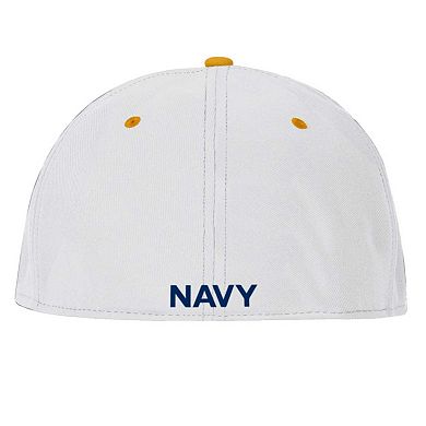 Men's Under Armour White Navy Midshipmen Jolly Rogers Alternate Baseball Fitted Hat