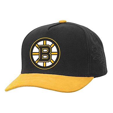 Men's Mitchell & Ness Black/Gold Boston Bruins May Flowers Pro Crown Adjustable Hat