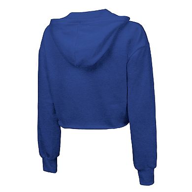 Women's Majestic Threads Royal New York Knicks Tri-Blend Cropped Pullover Hoodie