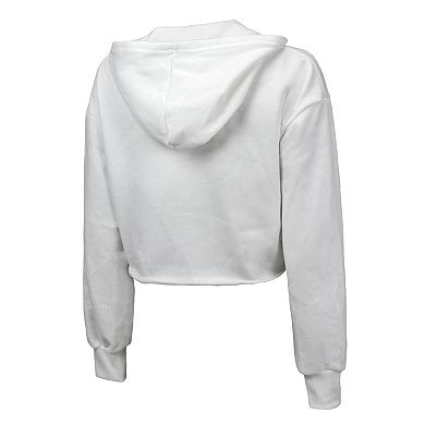 Women's Majestic Threads White Indiana Pacers Tri-Blend Cropped Pullover Hoodie